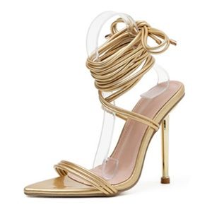 Gold gladiator style heeled sandals Size 8